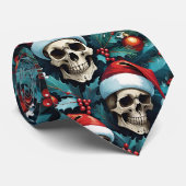 Jolly Santa Skulls Holly en Ornamenten kerst Stropdas (Opgerold)