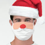 Jolly Santa Smile White Beard Funny Kerstmis Stoffen Mondkapje<br><div class="desc">Dit jolly kerstvakantie winterglimlach-masker kenmerkt een grappig kerstmangezicht met kersrode neus,  roze wangen en witte baard.</div>