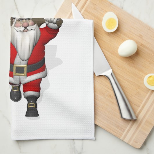 Jolly Santa Visiting Slovenië Theedoek (Quarter Fold)