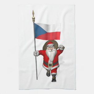 Jolly Santa Visiting Tsjechië Theedoek