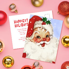Jolly Santa Waterverf Kerstvakantie Briefkaart