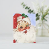  Jolly Santa Waterverf Kerstvakantie Briefkaart (Staand voorkant)