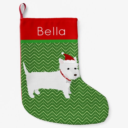 Jolly Santa West Highland Terrier Kleine Kerstsok (Voorkant)
