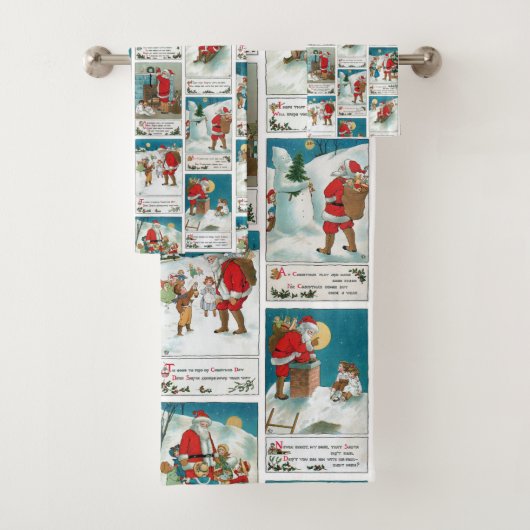 Jolly Santa Winter Fun Collage Bad Handdoek (Insitu)
