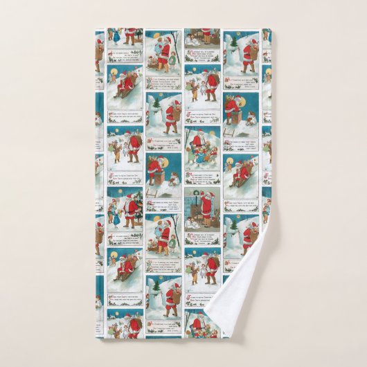 Jolly Santa Winter Fun Collage Bad Handdoek (Handdoek)