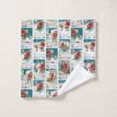 Jolly Santa Winter Fun Collage Bad Handdoek (Wasdoekje)