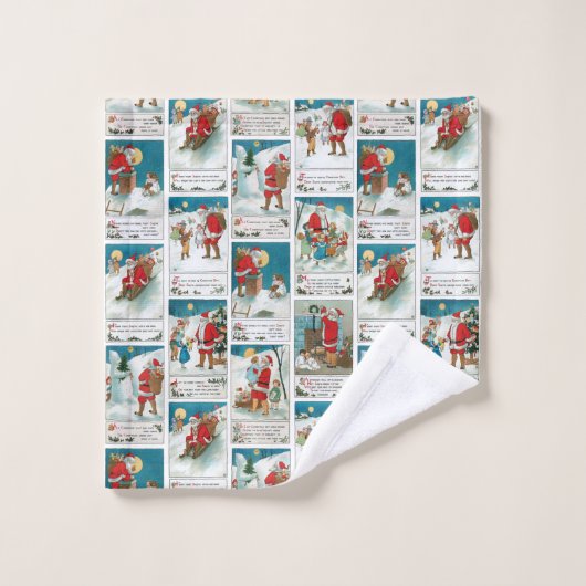 Jolly Santa Winter Fun Collage Bad Handdoek (Wasdoekje)