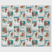 Jolly  Santa Winter Fun Collage Cadeaupapier (Vlak)