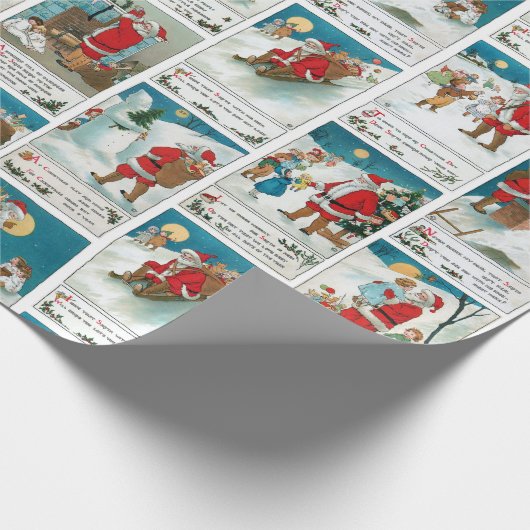 Jolly Santa Winter Fun Collage Cadeaupapier (Hoek)