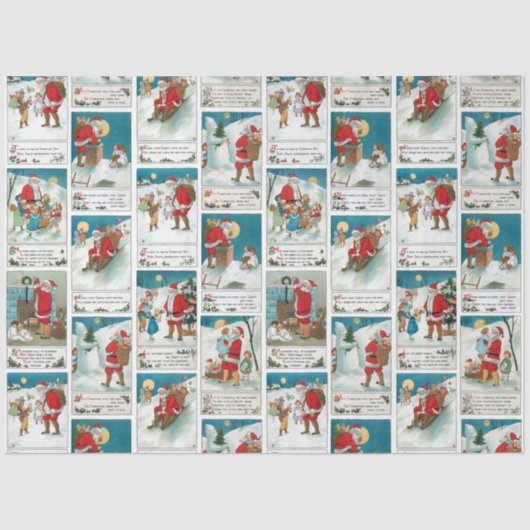 Jolly  Santa Winter Fun Collage Tissuepapier (Voorkant)