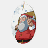Jolly Santa with Peace Sign Merry Kerstmis Keramisch Ornament (Links)
