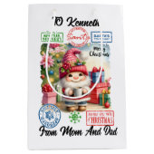 Jolly Santa zak met feestelijke inrichting Medium Cadeauzakje (Voorkant)