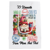 Jolly Santa zak met feestelijke inrichting Medium Cadeauzakje (Achterkant)