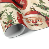 Jolly Santa's Feestelijke Ornamenten Delight Cadeaupapier (Rol Hoek)