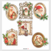 Jolly Santas in Gilt Lijsten w/Holly Sticker (Vel)