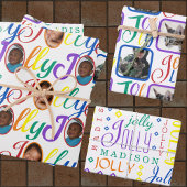 JOLLY Script Rainbow op White 4 Fotokerstmis WR Inpakpapier Vel
