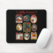 Jolly Season Ghost Cat Santa Christmas Frame Merry Muismat (Met muis)