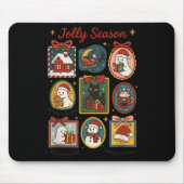 Jolly Season Ghost Cat Santa Christmas Frame Merry Muismat (Voorkant)