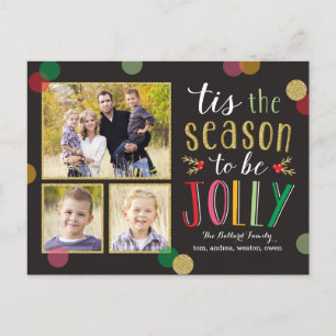 Jolly Season Holiday Photo Card Briefkaart