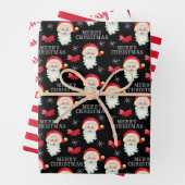 Jolly Sinterklaas en Bogen Rode en Zwarte Kerstmis Inpakpapier Vel (In situ)