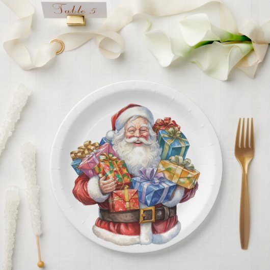 Jolly Sinterklaas in traditioneel rood pak Papieren Bordje (Huwelijk)