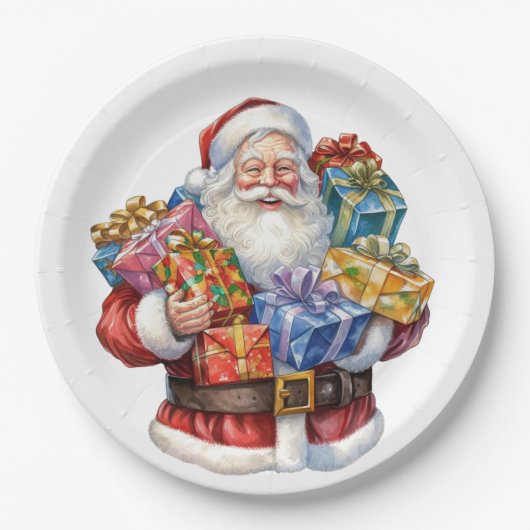 Jolly Sinterklaas in traditioneel rood pak Papieren Bordje (Voorkant)