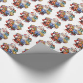 Jolly Sinterklaas Klassiek Kerstpatroon Cadeaupapier (Hoek)