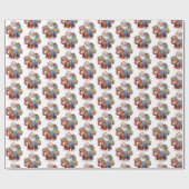 Jolly Sinterklaas Klassiek Kerstpatroon Cadeaupapier (Vlak)