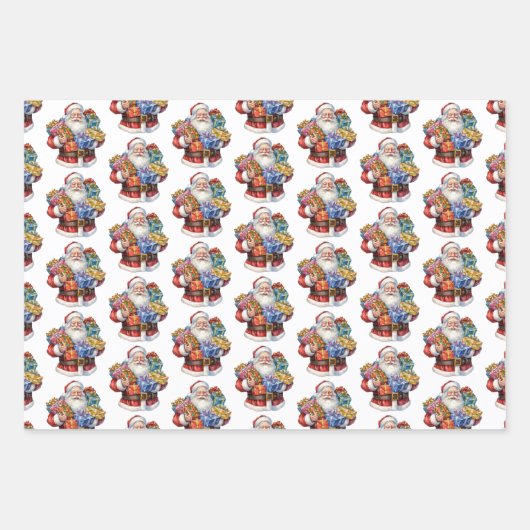 Jolly Sinterklaas Klassiek Kerstpatroon Inpakpapier Vel (Voorkant 2)