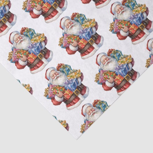 Jolly Sinterklaas Klassiek Kerstpatroon Tissuepapier (Detail)