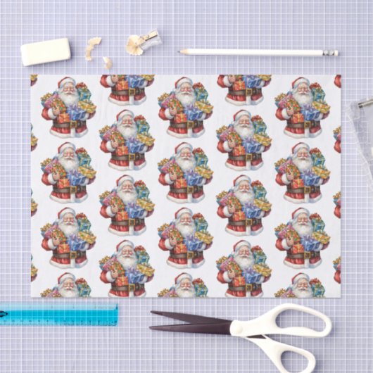 Jolly Sinterklaas Klassiek Kerstpatroon Tissuepapier (Craft)