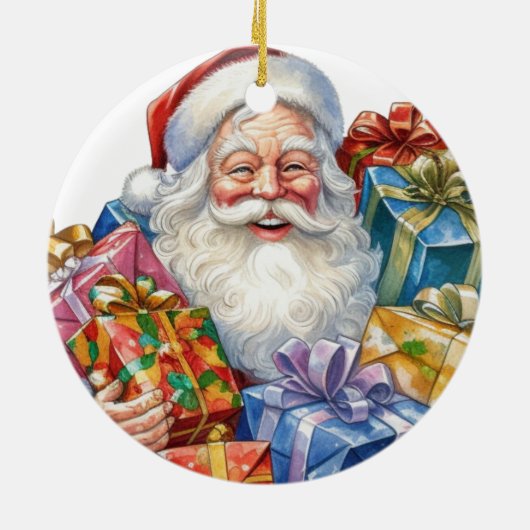 Jolly Sinterklaas Klassieke Kerstmis Keramisch Ornament (Achterkant)