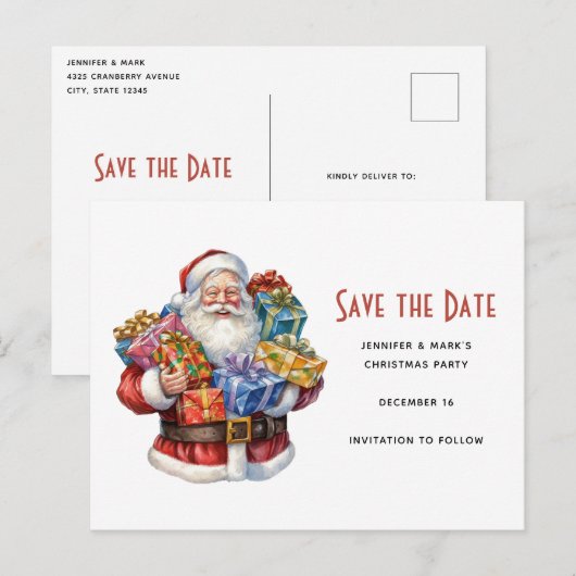 Jolly Sinterklaas Klassieke Kerstmis Save the Date Uitnodiging Briefkaart (Voorkant / Achterkant)