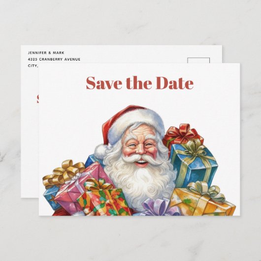 Jolly Sinterklaas Klassieke Kerstmis Save the Date Uitnodiging Briefkaart (Voorkant / Achterkant)