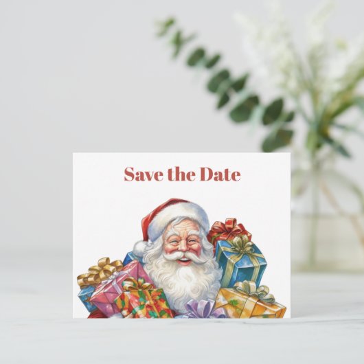 Jolly Sinterklaas Klassieke Kerstmis Save the Date Uitnodiging Briefkaart (Staand voorkant)