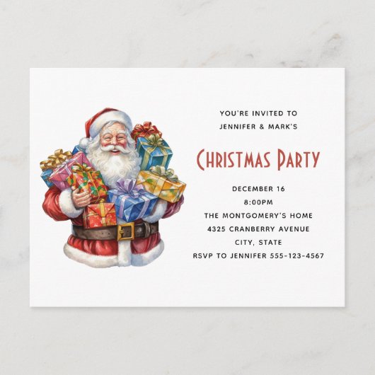 Jolly Sinterklaas Klassieke Kerstmis Uitnodiging Briefkaart (Voorkant)