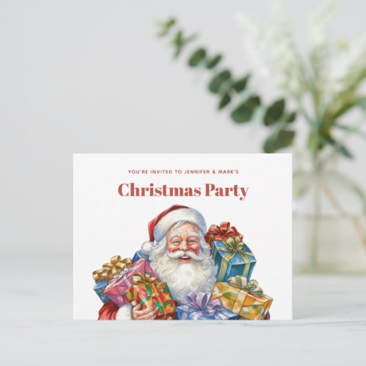 Jolly Sinterklaas Klassieke Kerstmis Uitnodiging Briefkaart (Staand voorkant)