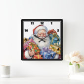 Jolly Sinterklaas Klassieke Kerstmis Vierkante Klok (Huis)