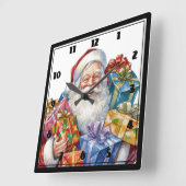 Jolly Sinterklaas Klassieke Kerstmis Vierkante Klok (Hoek)