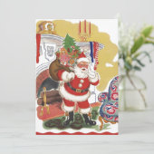 Jolly Sinterklaas, Retro Kerstfeest Kaart (Staand voorkant)