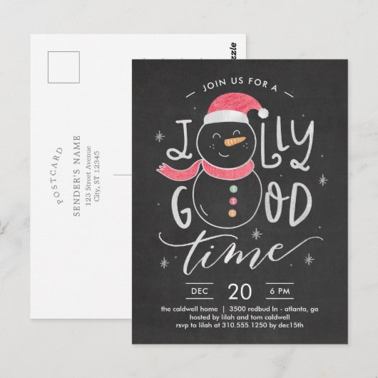 Jolly Snowman Briefkaart voor kerstfeest (Voorkant / Achterkant)