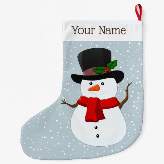 Jolly Snowman Design Kerstmis stoppen Grote Kerstsok (Achterkant)