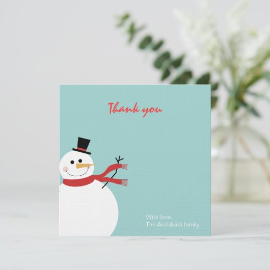 Jolly Snowman Holiday Dank je wel Bedankkaart (Staand voorkant)