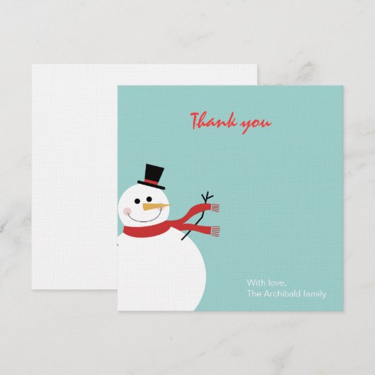 Jolly Snowman Holiday Dank je wel Bedankkaart (Voorkant / Achterkant)
