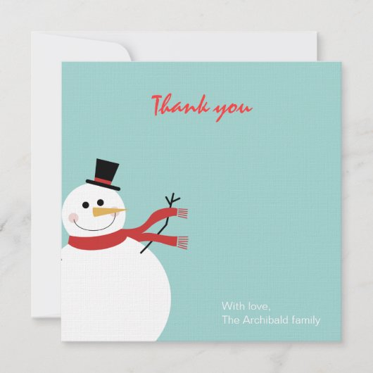 Jolly Snowman Holiday Dank je wel Bedankkaart (Voorkant)