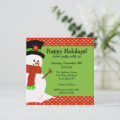 Jolly Snowman Holiday Party Uitnodiging (Staand voorkant)