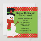 Jolly Snowman Holiday Party Uitnodiging (Voorkant)