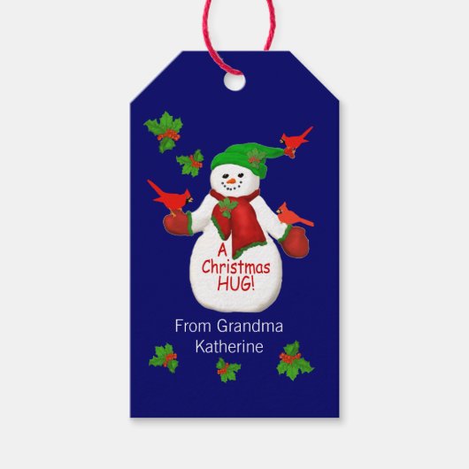 Jolly Snowman Hugs uit oma Cadeaulabel (Voorkant)