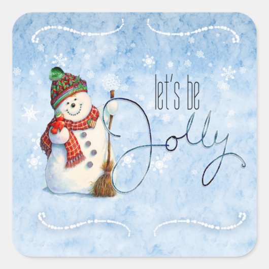 Jolly Snowman ID841 Vierkante Sticker (Voorkant)