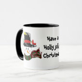 Jolly Snowman in een Tall Black Pet Mok (Voorkant links)